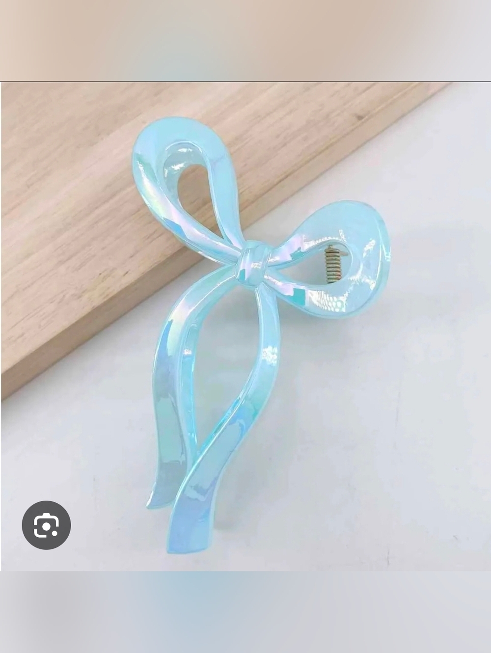 Iridescent Light Blue Bow Hair Claw BNIB